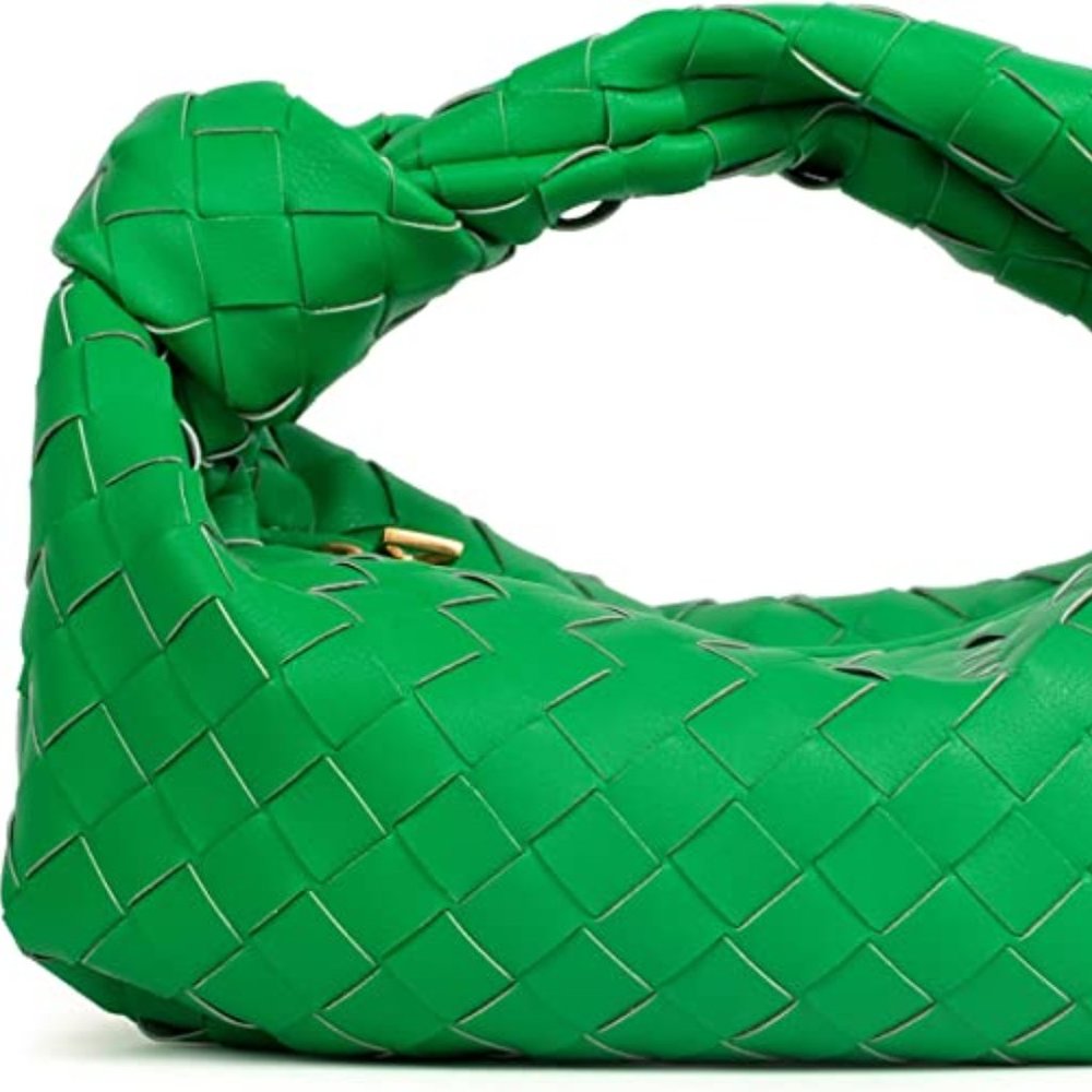 Real Italian Leather Bottega Green Woven Shoulder Bag